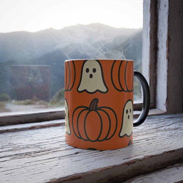 Halloween Ghosts Color Changing Mug | Spooky Season Drinkware, Pumpkin Lover Gift, Unique Coffee Mug, Autumn Decor, Fall Celebration