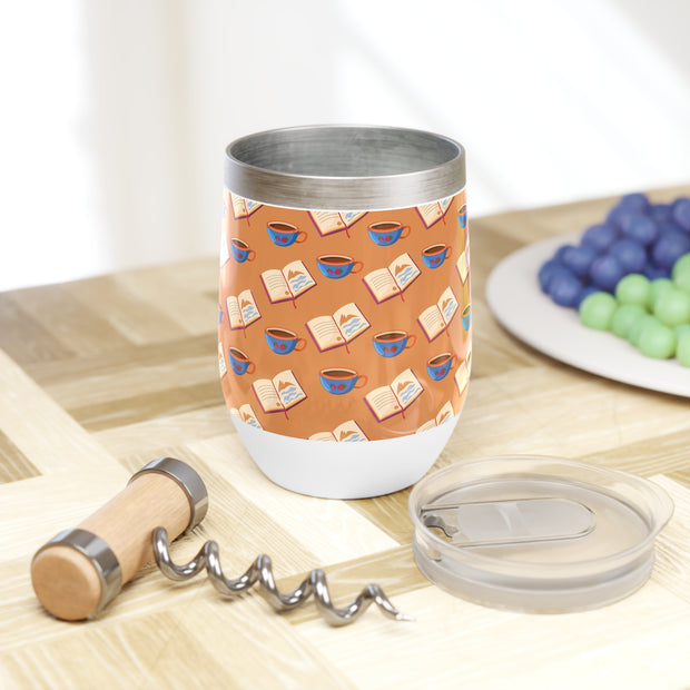 Cozy Wine Tumbler with Reading Theme | Perfect for Relaxation, Gifts for Book Lovers, Home Barware, Coffee & Wine Lovers