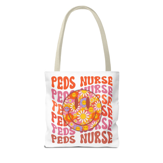 Pediatric Nurse Tote Bag, Cute Nurse Gift, Funny Medical Tote, Nurse Appreciation, Floral AOP Design