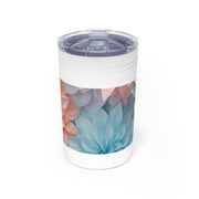 11oz vacuum insulated tumbler with double-wall stainless steel and colorful floral design with clear press-on lid