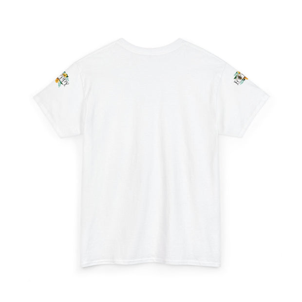 Happy Floral Unisex Tee - Bee Design, Cute Everyday Shirt, Gift for Nature Lovers, Summer Style, Cheerful Apparel