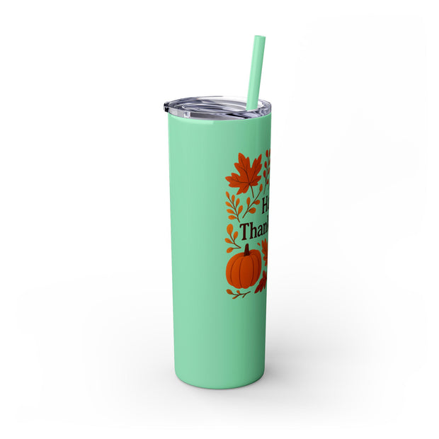 Thanksgiving Skinny Tumbler with Straw, 20oz - Festive Drinkware for Fall Celebrations, Reusable Travel Mug, Fall Decor Gift, Holiday [...]