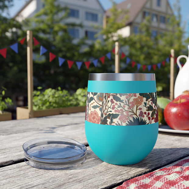 Floral Insulated Cup, 12oz Mug, Summer Drinkware, Gift for Her, Eco-Friendly Travel Cup, Outdoor Beverage Holder