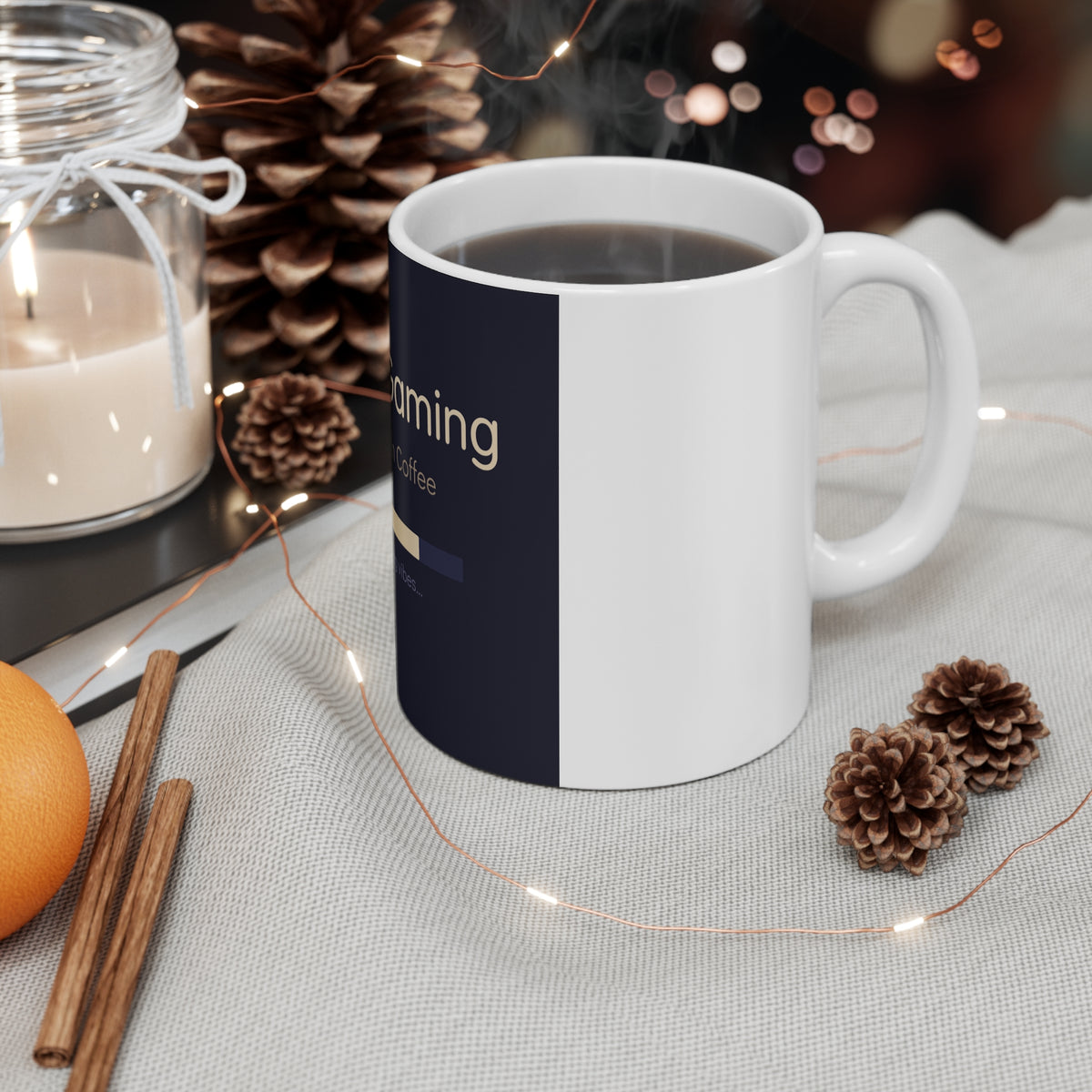 Cozy Gaming & Warm Coffee Mug — 11oz Loading Vibes Gift for Gamers