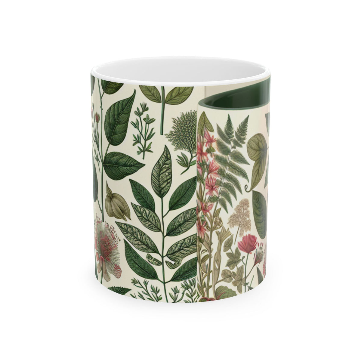 Mug with botanical design on a white background