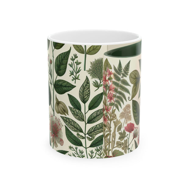 Mug with botanical design on a white background