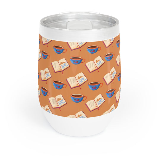 Cozy Wine Tumbler with Reading Theme