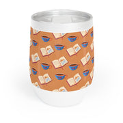 Cozy Wine Tumbler with Reading Theme