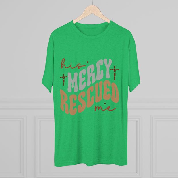 Faith-Inspired Unisex Tee: "His Mercy Rescued Me" - Inspirational Gifts, Christian Apparel, Casual Wear, Everyday Faith