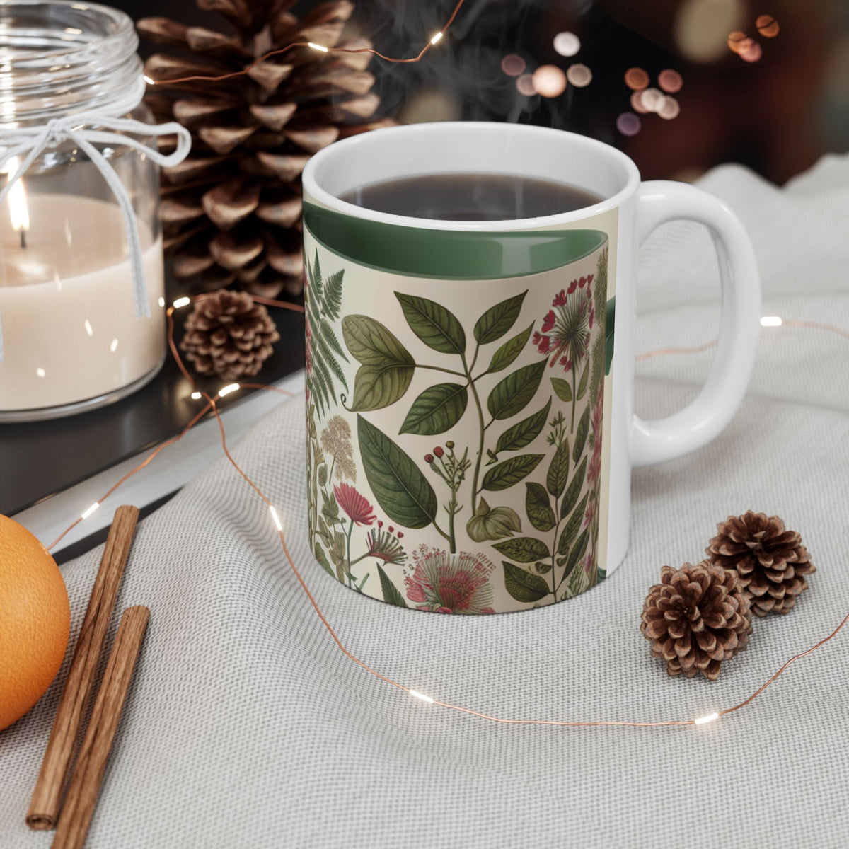 Botanical Ceramic Mug - Greenery Inspired Coffee Cup, Perfect Gift for Plant Lovers, Eco-Friendly Kitchen Decor, Birthday, Housewarming