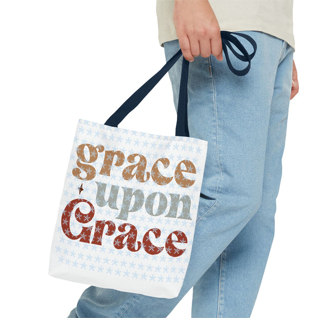 Grace Upon Grace Tote Bag, Inspirational Cotton Tote, Faith-Based Bag, Reusable Shopping Tote, Gift for Friends