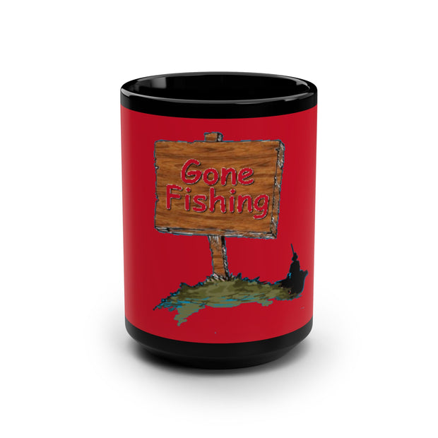 These black Gone Fishing mugs come in one size – 15oz (0.44l) – plenty for morning caffeine boosts and hot cups of tea on a rainy day. They're easy to grip and feel sturdy thanks to the C-shaped handle. Add more personality by decorating them with your original designs. They'll be printed on the black ceramic material in picture-perfect quality with a glossy finish.