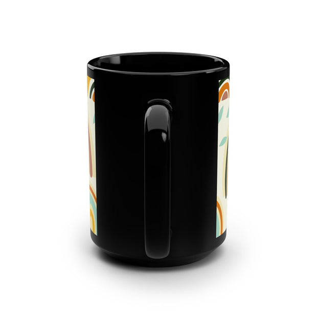 Retro Design Black Ceramic Mug, 15oz