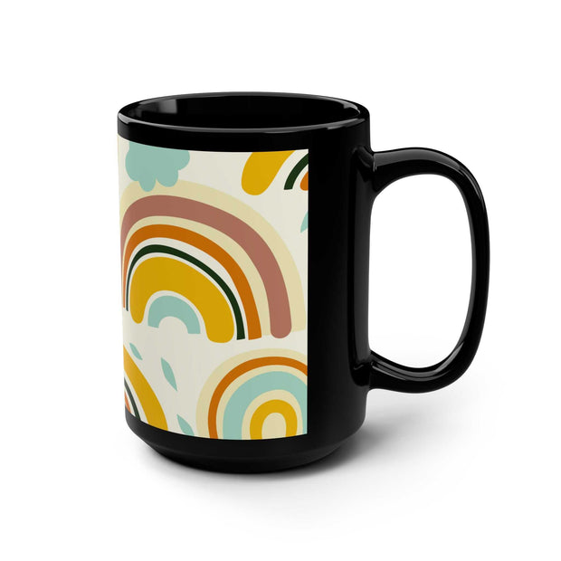 Retro Design Black Ceramic Mug, 15oz