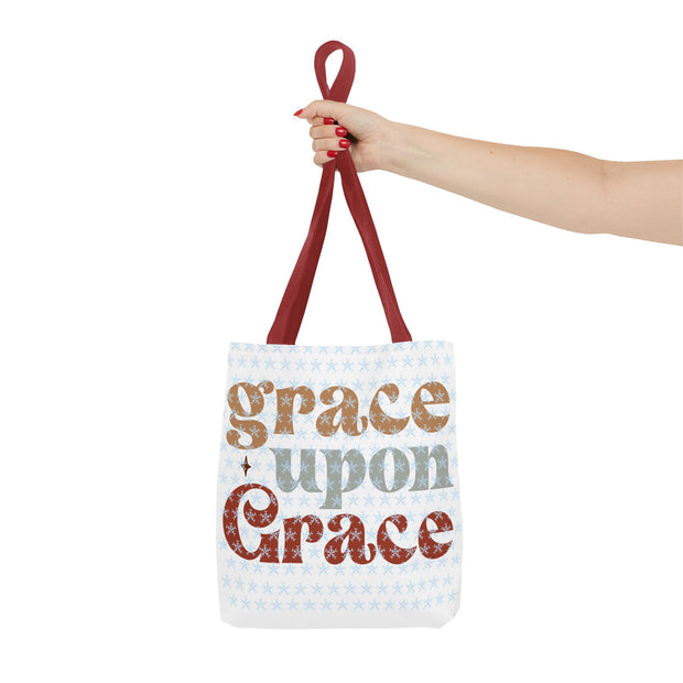 Grace Upon Grace Tote Bag, Inspirational Cotton Tote, Faith-Based Bag, Reusable Shopping Tote, Gift for Friends