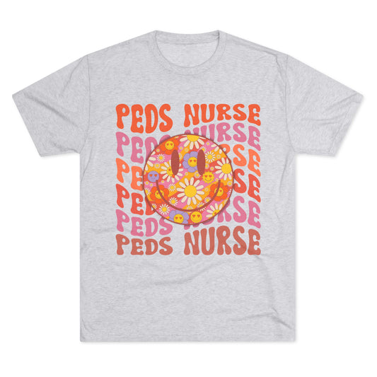 Peds Nurse Graphic T-shirt, Fun Unisex Tri-Blend Crew T-shirt