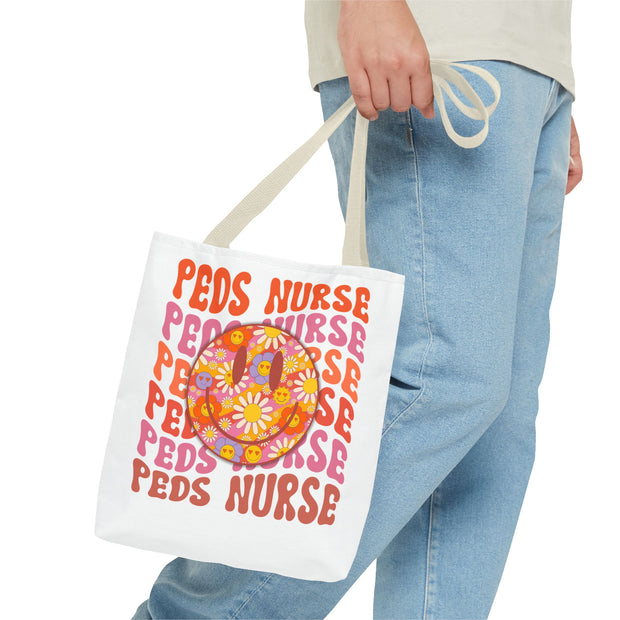 Pediatric Nurse Tote Bag, Cute Nurse Gift, Funny Medical Tote, Nurse Appreciation, Floral AOP Design
