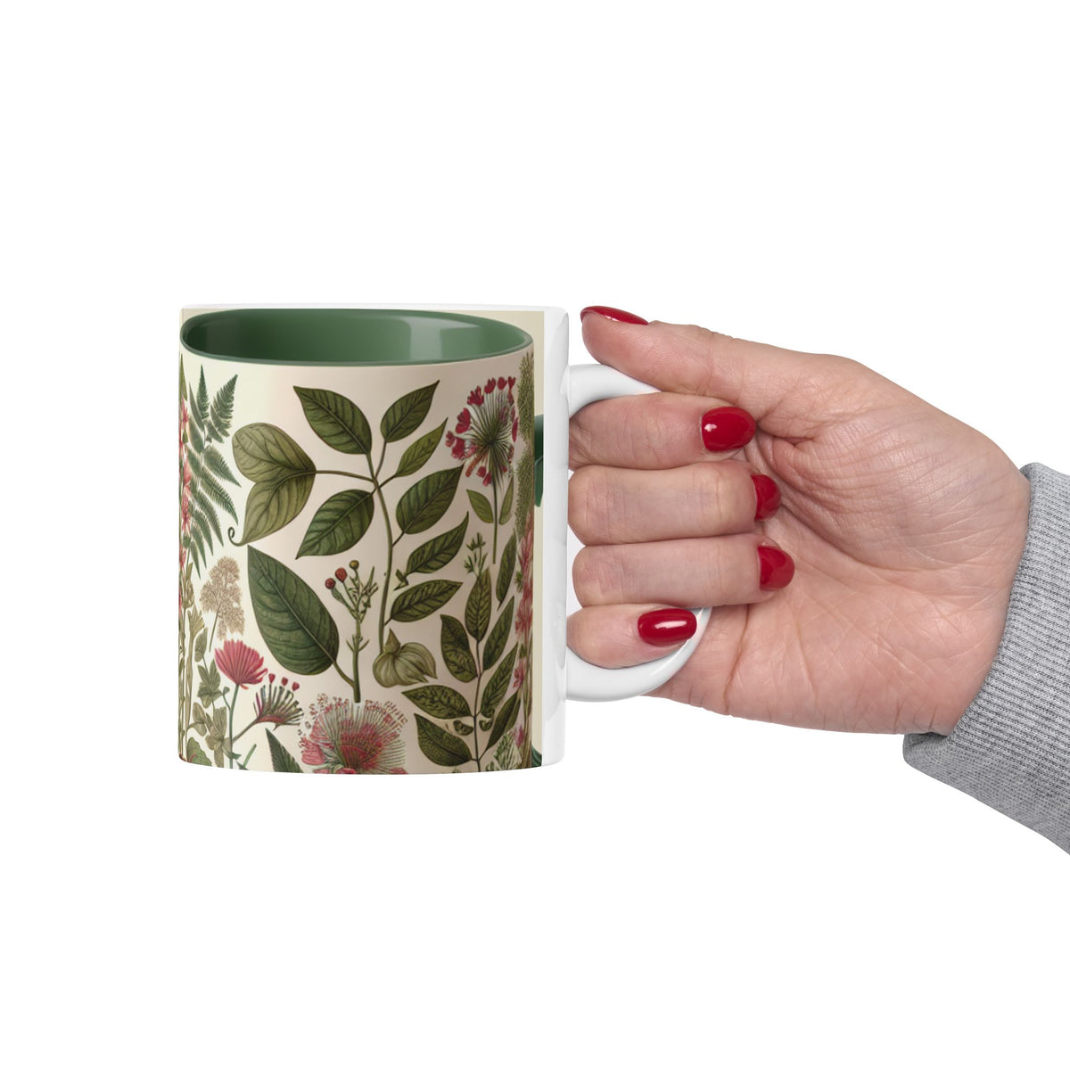 Botanical Ceramic Mug - Greenery Inspired Coffee Cup, Perfect Gift for Plant Lovers, Eco-Friendly Kitchen Decor, Birthday, Housewarming