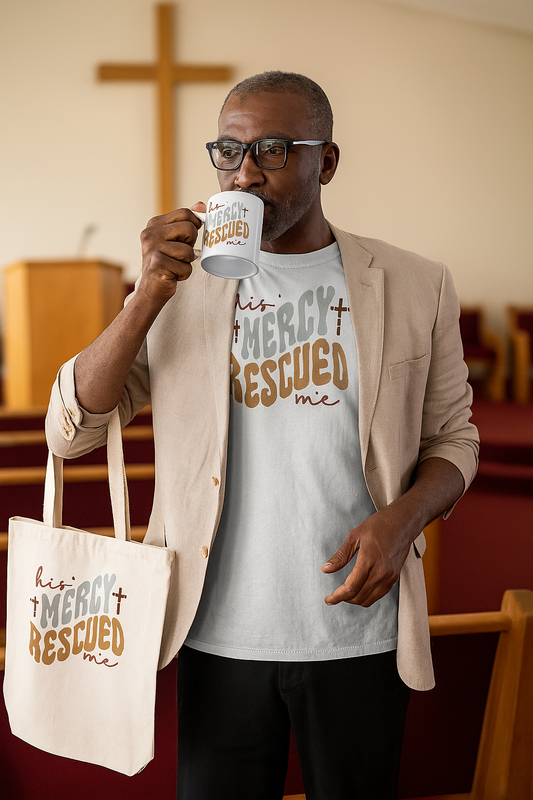 His Mercy Rescue Me Bundle to include a mug, T-shirt and tote bag