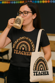 Leopard Print Teacher Bundle to include a mug, t-shirt and tote bag