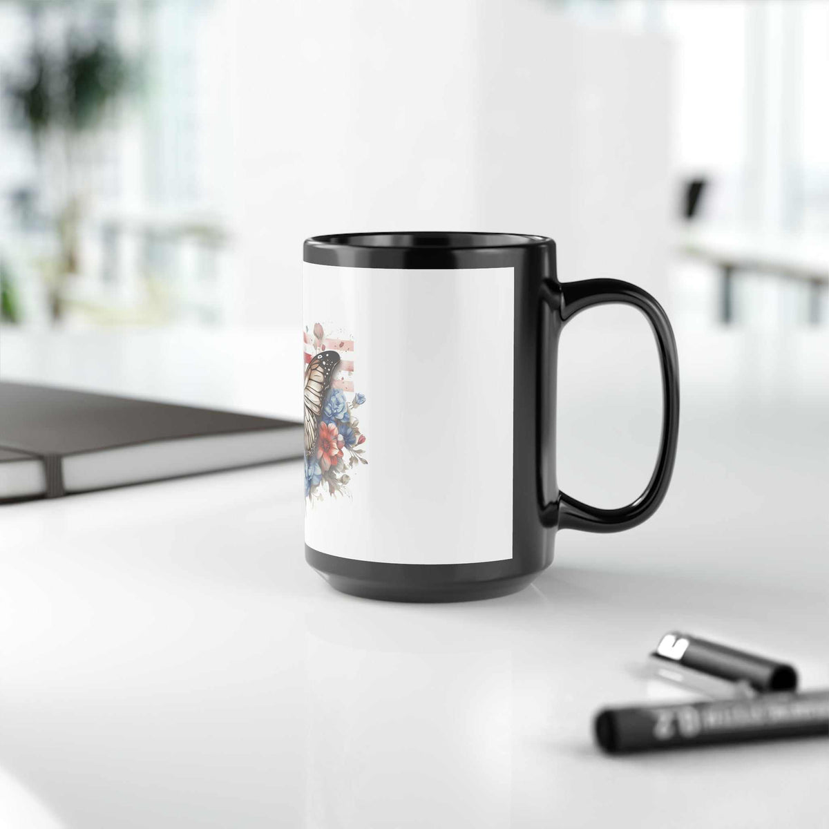 Butterfly Black Mug 15oz