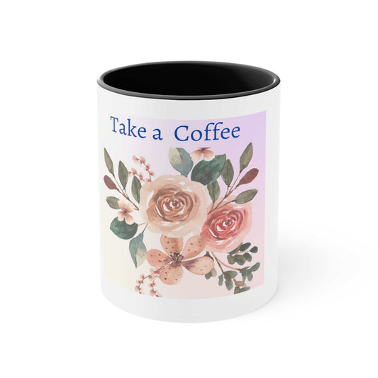 Take A Coffee Floral Accent Mug